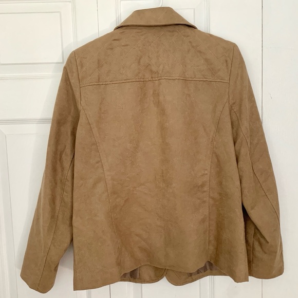 TANJAY Faux-Suede Camel Color Blazer Jacket Women’s Size 10 - Picture 2 of 8